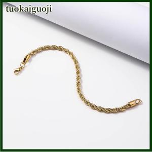 tuokaiguoji Stainless Steel Bracelet New 3MM Thick Cable Shape Metal Bangle Hip Hop Twist Chain Chic Men Cool Fashion Jewelry
