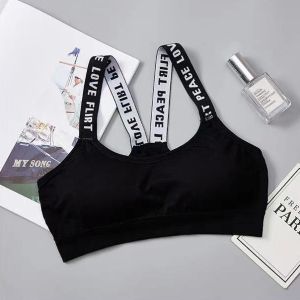 ✨FASHIONJEANS_SHOP✨พร้อมส่ง!!!สปอร์ตบราสายลายตัวอักษร งานปัก ใส่ออกกำลังกายมีฟองน้ำ ผ้าดีมาก #0321