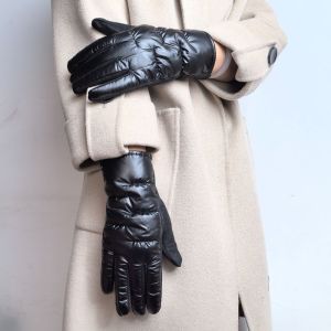 ERYRG Waterproof Suede Down Cloth Driving Gloves Soft Warm Touch Screen Gloves Glossy Finish Thicken Winter Cycling Gloves Women