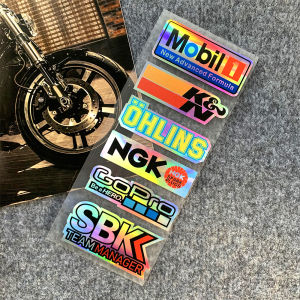 2 Set Laser MOBIL1 KN OHLINS NGK GoRro SKB Sticker Waterproof Helmet Sticker Motorcycle Side Sticker for Yamaha Honda Suzuki Kawasaki Ducati BMW Vespa