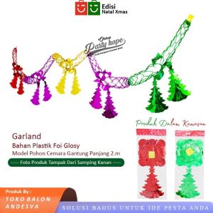Hiasan Natal Garland Pohon Natal Cemara / Garland Tarik Merry Christmas Ornamen Pohon / Hiasan Rumbai Ornamen Pohon Natal