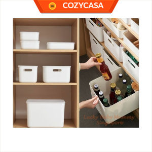 【COZYCASA】Ivory White Stackable Storage Box With Cover / Home Organizer / Plastic Container