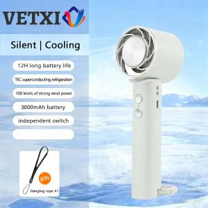 Mini handheld fan 3-speed bladeless cooling fan USB rechargeable 3000 mAh battery capacity outdoor wireless turbine air cooling handheld fan outdoor camping protective rechargeable plastic mini fan