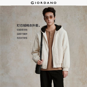 Giordano Men 100% Cotton corduroy hooded jacket Free Shipping 18075833
