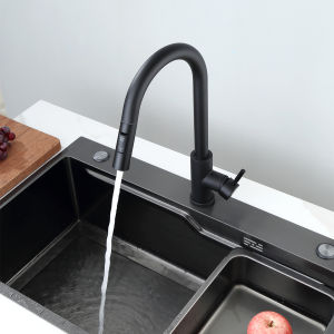 JUNMO 304 Stainless Steel Kitchen Faucet Flexible Pull Out Two Modes Nozzle Hot Cold Water Mixer Tap Single Handle