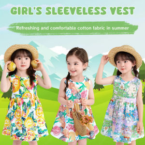Korean Style Summer Dress For Kids 100% Cotton Poplin 1-5 Years Old Floral Printed Design Fashion Dress For Girls Gentle On Skin