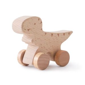 MAOMEI STORE Được trang trí bằng tay Xe khủng long hoạt hình Cảm giác Phát triển Đồ chơi khối gỗ Đồ chơi mọc răng cho bé Chơi giả vờ Đồ chơi gặm nướu bằng gỗ Dành cho trẻ sơ sinh