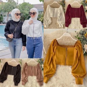 BRIEE - BLOUSE CROP ZIPPER / ZIPPER LENGAN BALON