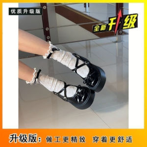 [Free Shipping] High-Heeled Chunky-Heeled Spring And Autumn New Style Dresses Single Shoes Thick-Soled 2026 Small Leather Shoes Designed To Make Women Appear Taller