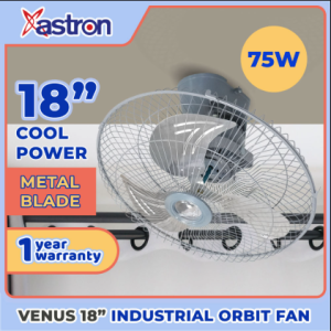 Astron VENUS 18" Electric Industrial Orbit Fan - Heavy Duty | Metal Blade | Strong Airflow | 75W