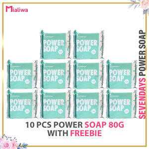 10 Pcs HerSkin Sevendays Power Soap X10 80g Sabon Pampaputi Whitening Exfoliating Moisturizing Facial Body Wash Moisturizer Collagen Glycerin Acne Pimples Pores Pekas Melasma Peklat Scars Blemishes Dark Spots Hydrating Beauty Skin Care For Men & Women