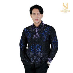 MENSTYLE BATIK - Kemeja Batik Pria Slimfit Lapis Furing Zyandru Violet Sanggit