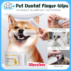 Pet Dental Care Finger Wipe Teeth Cleaning Wipe The Tear Clean The Ear for Cat and Dog 50pcs