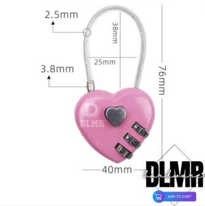 1PCS Resettable 3-Digit Passcode Padlock Heart Design Luggage Metal Code Lock Mini Coded Keyed Anti-Theft Locks (RANDOM COLOR) 4146