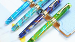 Asvine P20 Piston Filling Fountain Pen Acrylic Beautiful Patterns EF/F/M Nib with Golden Clip Smooth Writing Office Gift Pen