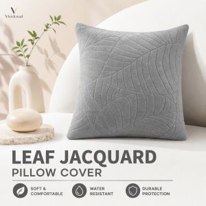 Jacquard Leaf Plush Throw Pillow Cover Soft Elastic Dustproof Anti Fouling Waterproof Pillowcase For Sofa Bed Car Home Decor