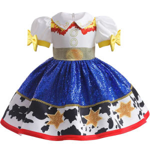 Halloween Children Toy Cartoon Woody Jessie Cowboy Girls Dress Up Birthday Party Skye Princess Dress Performance Cosplay Costume