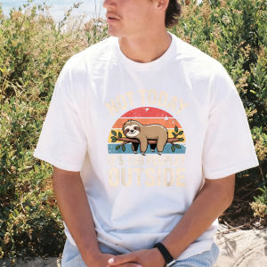 [Local Stock] VCC Funny Sloth Art T-Shirt for Men Women Lazy Novelty Crew Neck Short Sleeve Cartoon Animal Tshirt Cotton Short Sleeve Clothing