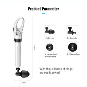 Plumbing Clog Drain Remover Tool Toilet pressure air plunger drain declogger Bathroom dredging artifact Basin sink declogger for drainage Toilet Cleaner Drain Declogger Air Plunger High Pressure Toilet Plunger Stainless Steel toilet pump gun