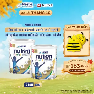 Bộ 2 Sữa Bột NESTLÉ NUTREN JUNIOR Thụy Sĩ Với Công Thức BIG Hỗ Trợ Tăng Trưởng Cho Bé 800G