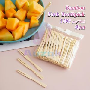AUK Bamboo Fork Small Fork for Siomai Takoyaki Fishball Fruits Salads Desserts 100 pcs
