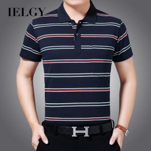 IELGY Summer Middle-Aged Mens Short-Sleeved Lapel T-Shirt Loose Breathable Polo Shirt Polo Shirts for Men