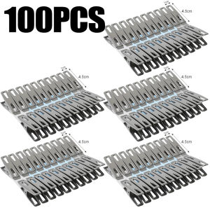 Dizoey 100/20x Kitchen Sealing Clips Stainless Steel Clothespins Metal Windproof Clips for Clothes Sock Tabletop Document Organizers