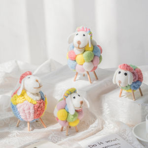 ESFDGL Cute Mini Christmas Holiday Xmas Wool Statue Miniature Party Supplies Felt Sheep Figurines Home Decoration