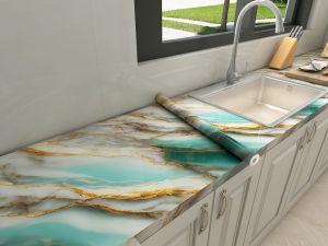 home Kitchen Bathroom Adhesive Wall Paper Waterproof Foil Anti-oil Wrap Stickers 5meter by 40cm