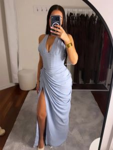 Elegant Yellow Strapless Pleated Long Dress Women Chic Solid Sleeveless Waist Cinching Split Gown 2026 Lady Evening Party Robes2026
