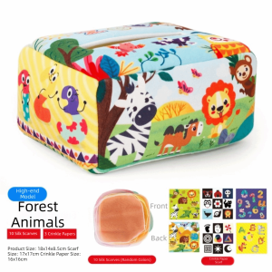 PHANT Educational Baby Montessori Toy Crinkle Cloth Interactive Tissue Box Toys Realistic Skills Training Infant Pull Along Toy Baby Game