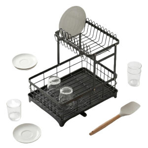 42×30CM Thickened Carbon Steel Large Dish Rack with Drainboard Dish Drainer Organizer Non-Slip