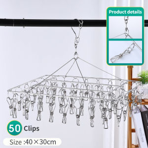 Stainless Steel Clip Hanger Windproof Hook Hanger Socks Small Item Clip Household Clothes Drying  Home Care 50 Clips
