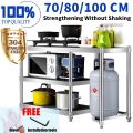 304 Stainless Steel Gas Stove Rack Stand Heavy Duty Stove Stand Rack with LPG roller KGS 124 Thicken 3 Layer Kitchen Rack Space Saver Multi-layer Gas Stove Bench Microwave Oven Stand Rack Vegetable Cutting Table Combination Storage Rack. 
