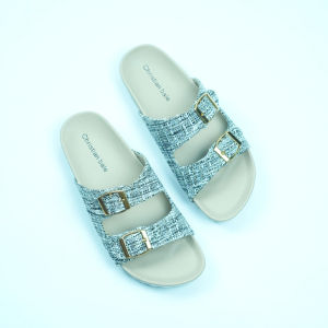 Christian Bale Lily Sandal flat platform Cewek cantik sendal selop Wanita casual motif kekinian
