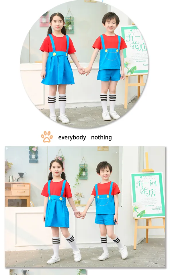 Game Super Mario Brothers Costume For Kids Cosplay Uniform Set Super Mary  Short Skirt Children School Dance Clothes【Without Hat】