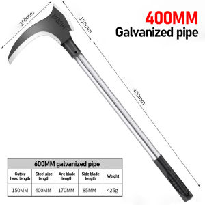 High manganese steel double-edged long-handled sickle multifunctional grass cutting tool