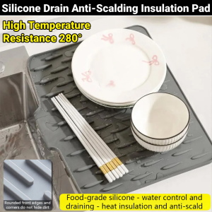 Kitchen Artifact Silicone Drain Anti-Scalding Insulation Pad Anti Slip Quick Drying Dishes Pads Thickened Anti-Mold Cushion