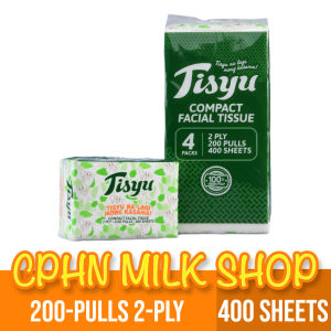 Tisyu Compact Facial Tissue 200-Pulls 2-ply (Pack of 4)