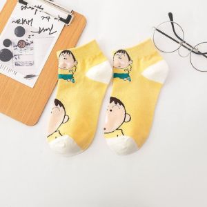 REEBO Cotton Crayon Shin-chan Tube Socks Letter Dog Cartoon Summer Thin Socks Fashionable Patchwork Crayon Shin-chan Short Ankle Socks Children