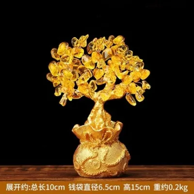 👍全城最低价🔥本地速发🔥🔥大优惠🔥🔥精致树脂黄水晶招财树🔥开运开业送礼精选🔥摆件 发财树摇钱树家居装饰品开业礼品 特价 经典款 - Resin Money Tree