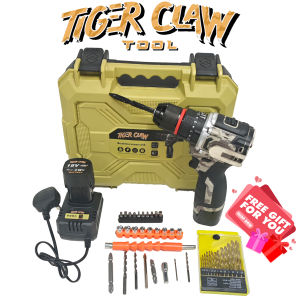 [Free Drill Bit] Tiger Claw Tool 18V Cordless Impact Drill Set Brushless Drill 3 Functions 2 Battery Screwdriver Hammer Drill Lithium Ion Drill 880 Nm High Torque Can Be Used for Wood Wall Brick Steel Concrete Metal Portable