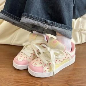Strawberry Women Sneakers Low-top Korean Pink Sweet Womens Sports Shoe Versatile Casual Female Shoes Comfortable Womens Shoes