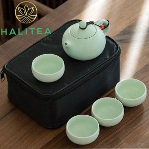 Bộ Ấm Trà Du Lịch Tây Thi Gốm Sứ 4 Chén