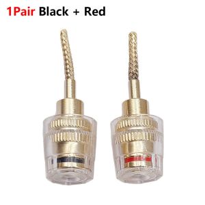 MAKERVY 1Pair Copper 4mm Banana Female to 2mm Pin Connector Braided Copper Wire 24K Gold Plated Banana Plug Adapter 2mm Pin HIFI Cable Adapter for Audio Speaker Cable DIY