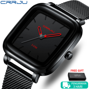 CRRJU Jam Tangan Pria Mode Santai Tali jala Tahan Air Kuarsa Jam Tangan Sport Ultra-tipis Minimalis Klasik 2199