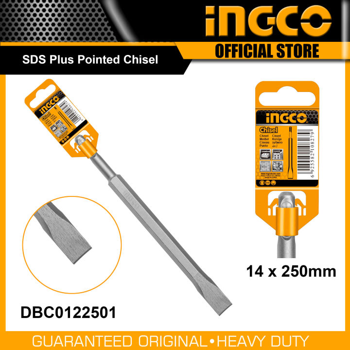 INGCO SDS Plus Chisel 14x250MM Pointed | Flat Concrete Breaker Rock ...