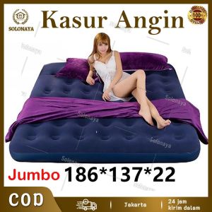 Kasur Angin tempat tidur camping yang menggembung sendiri perlengkapan tenda Matras Kasur Double Air Bed(Termasuk pompa udara otomatis)-186*137*22cm Automatic Inflation Outdoor Portable