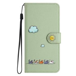 Shockproof Artistic Feline Design Antiscratch Luxury Leather Flip Cover Shell With 3 Holders Foldable Stand Feature