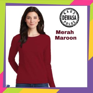 ( TERLARIS ) KAOS CEWEK LENGAN PANJANG - Kaos Polos Marun Panjang Wanita Bahan 100% soft katun - Kaos Polos Lengan Panjang Maroon - Kaos Hijab Polos - Kaos Polos Wanita - Kaos Polos Panjang - kaos cewek oversize